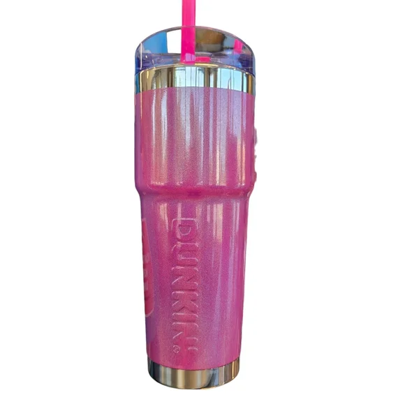 NWT Dunkin' Pink Glittered Insulated Stainless Steel Tumbler-32 ounce - Picture 4 of 4